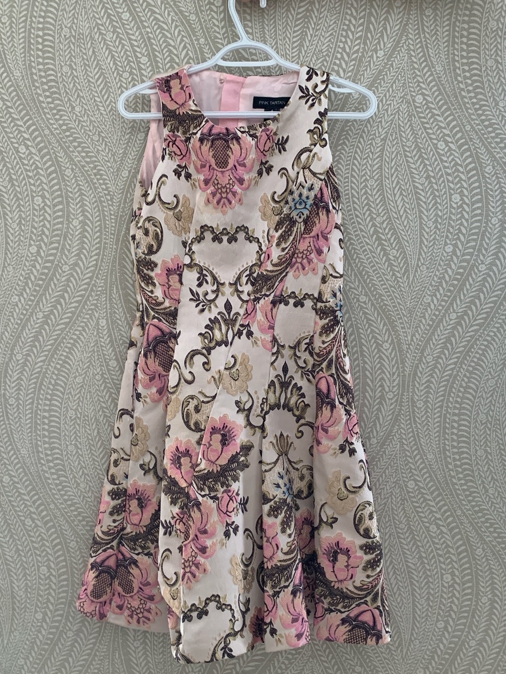 Pink Tartan Pink and Cream Floral Midi Dress